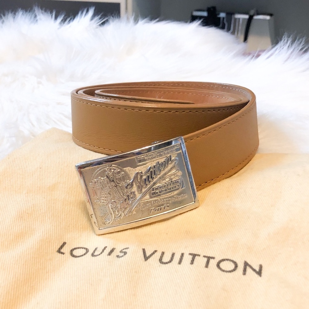 Louis Vuitton Tan Traveling Requisites Belt 95